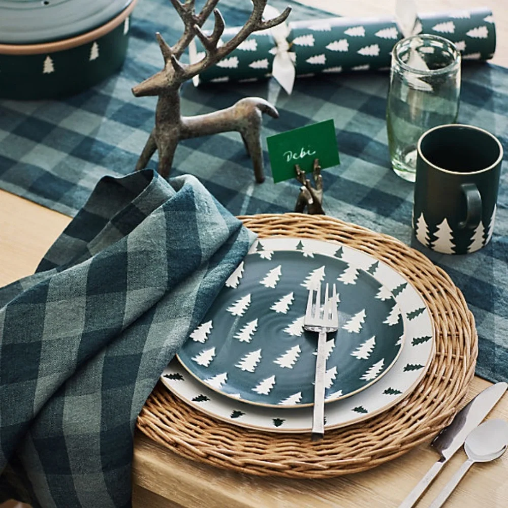 New! Crate&Barrel Green Tree Stoneware Salad Plate
